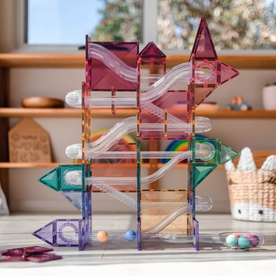 Parcours de balle et tuiles magnétiques Pastel (106 pcs)