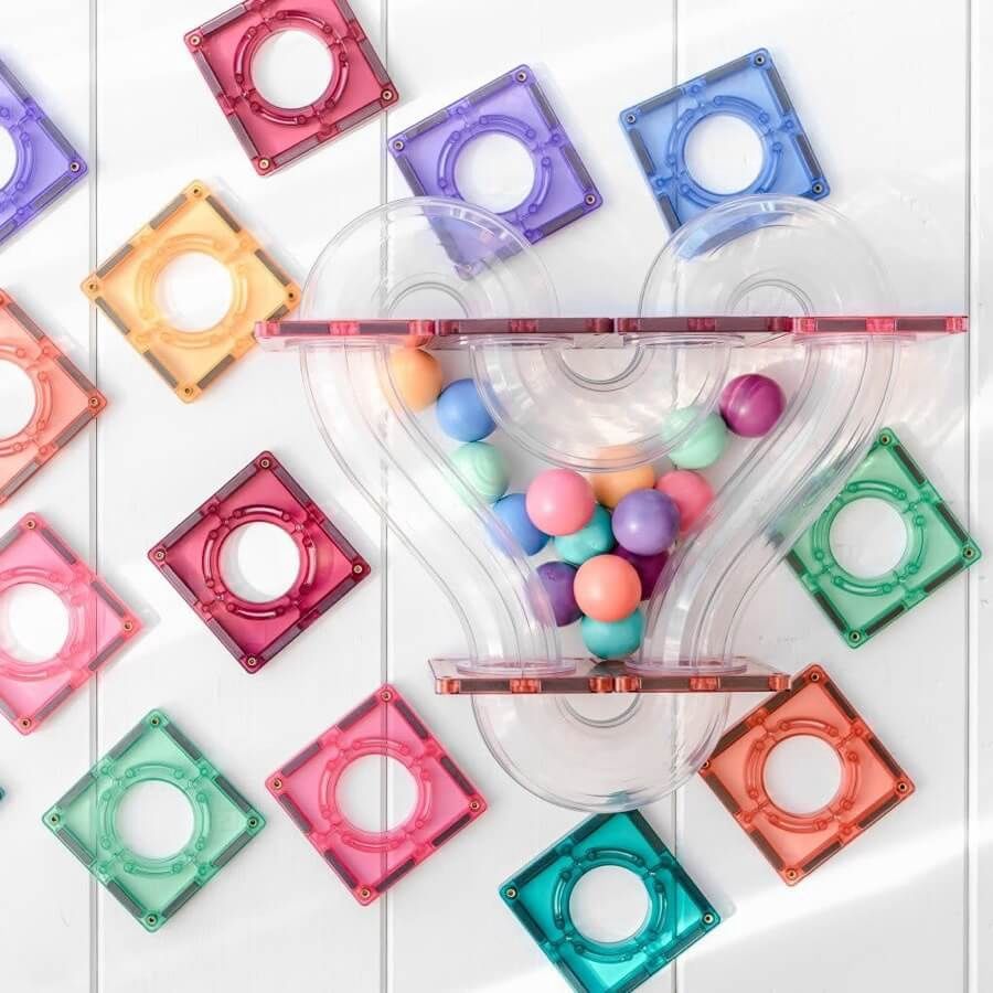 Parcours de balle et tuiles magnétiques Pastel (106 pcs)