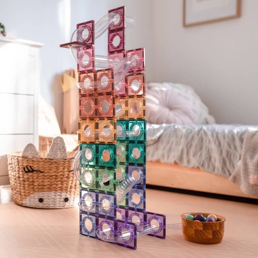 Parcours de balle et tuiles magnétiques Pastel (106 pcs)