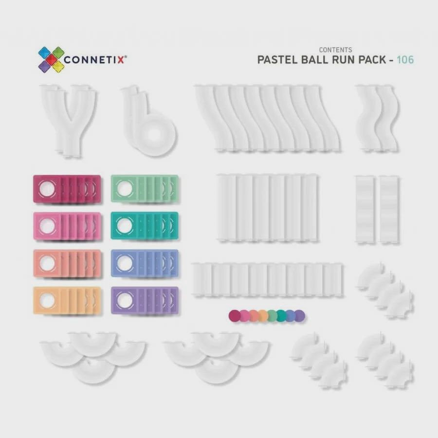 Parcours de balle et tuiles magnétiques Pastel (106 pcs)