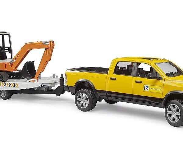 Pickup RAM avec remorque et excavatrice