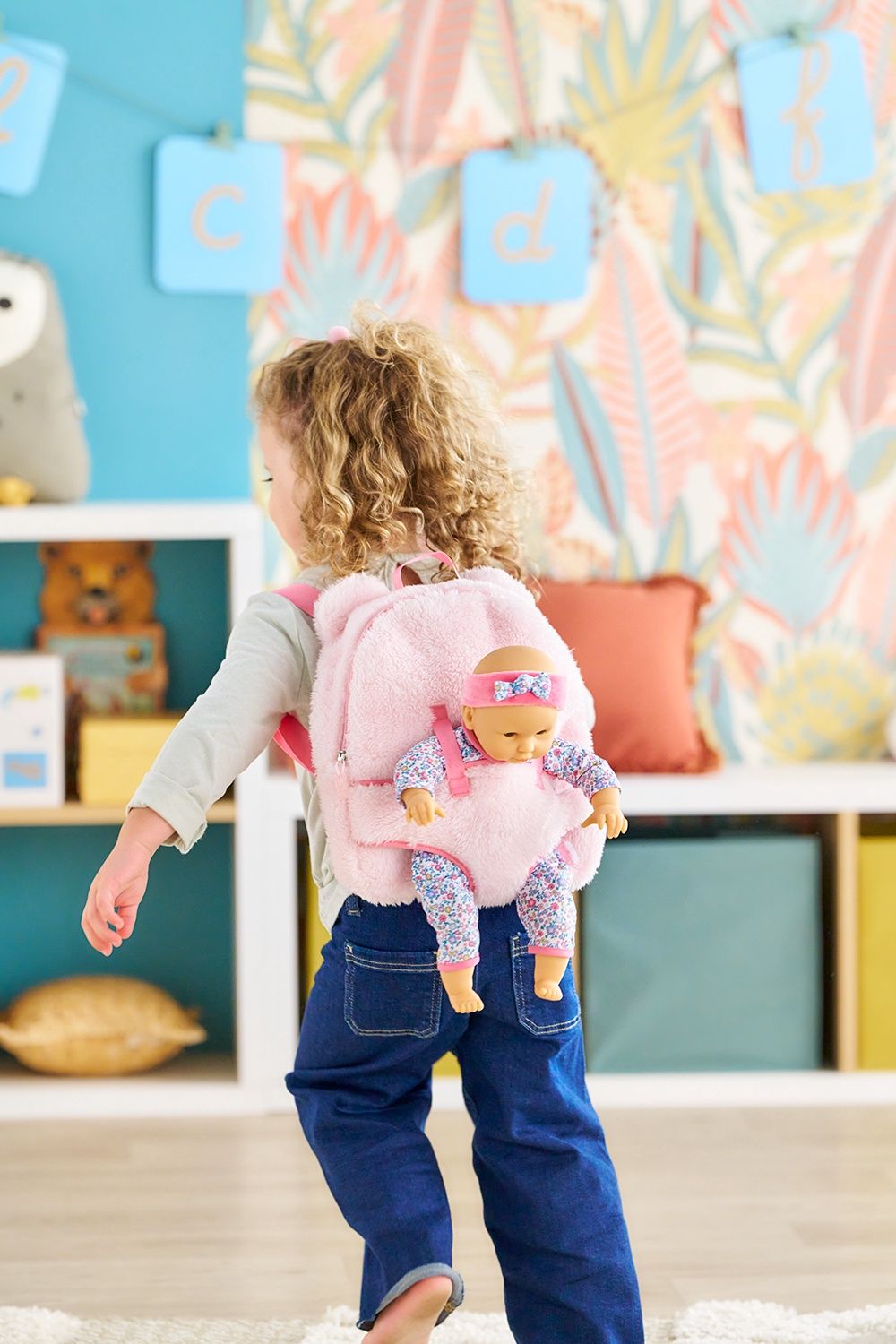 Sac à dos porte poupon / Peluche rose