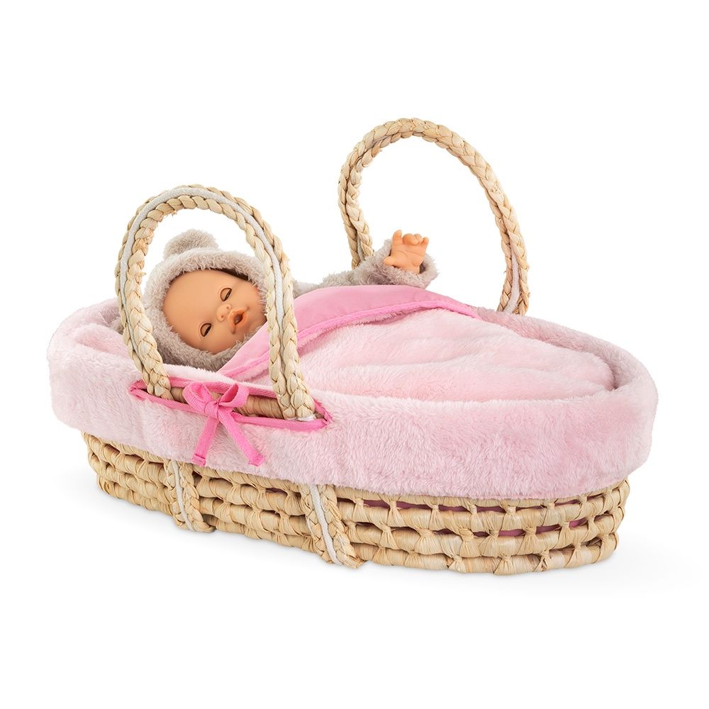 Panier tressé / Peluche rose