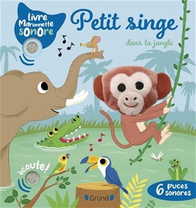 Livre sonore avec marionnette / Petit singe dans la jungle