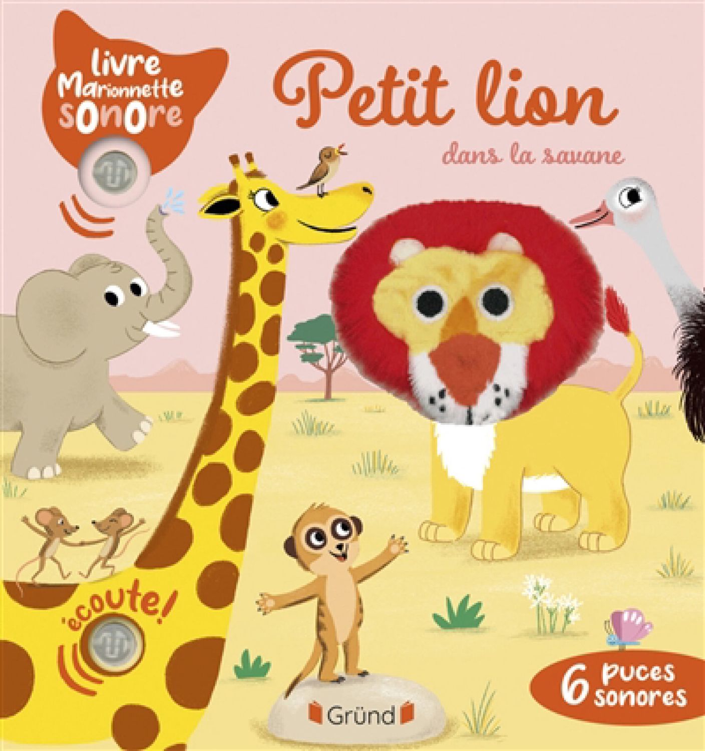 Livre sonore avec marionnette / Petit lion dans la savane