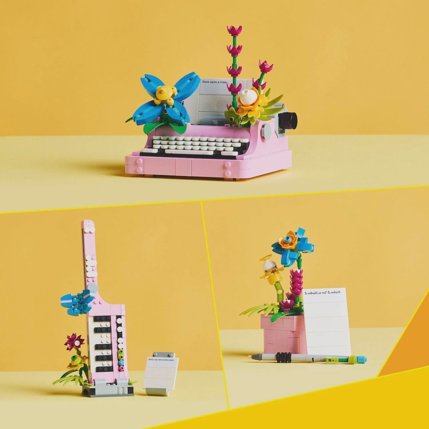 31169 / Machine à écrire avec des fleurs