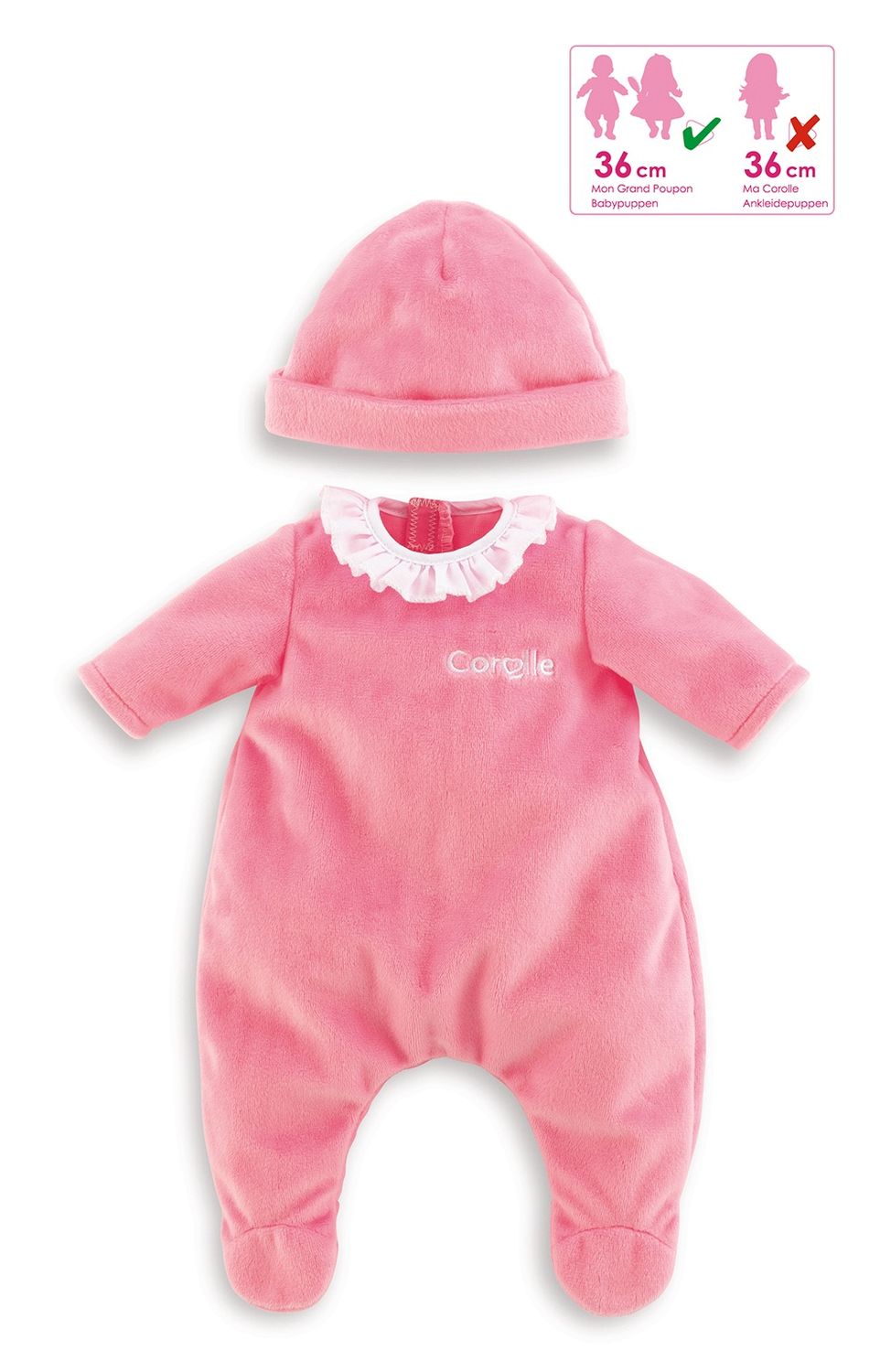 Vêtements 36 cm - Pyjama rose et bonnet