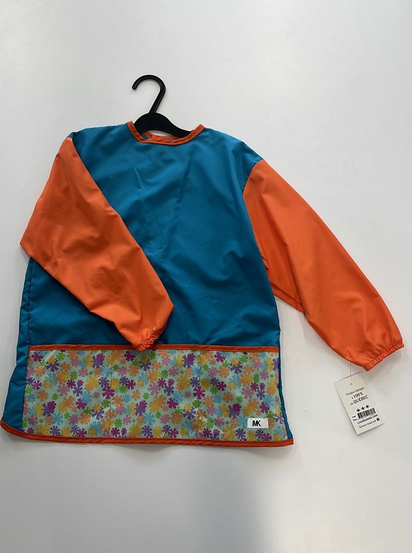 Tablier Turquoise Orange Attache Derriere 6 Ans