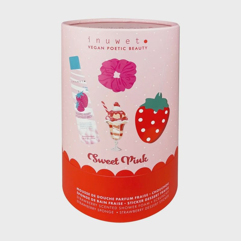Coffret mousse de douche et accessoires / Fraises