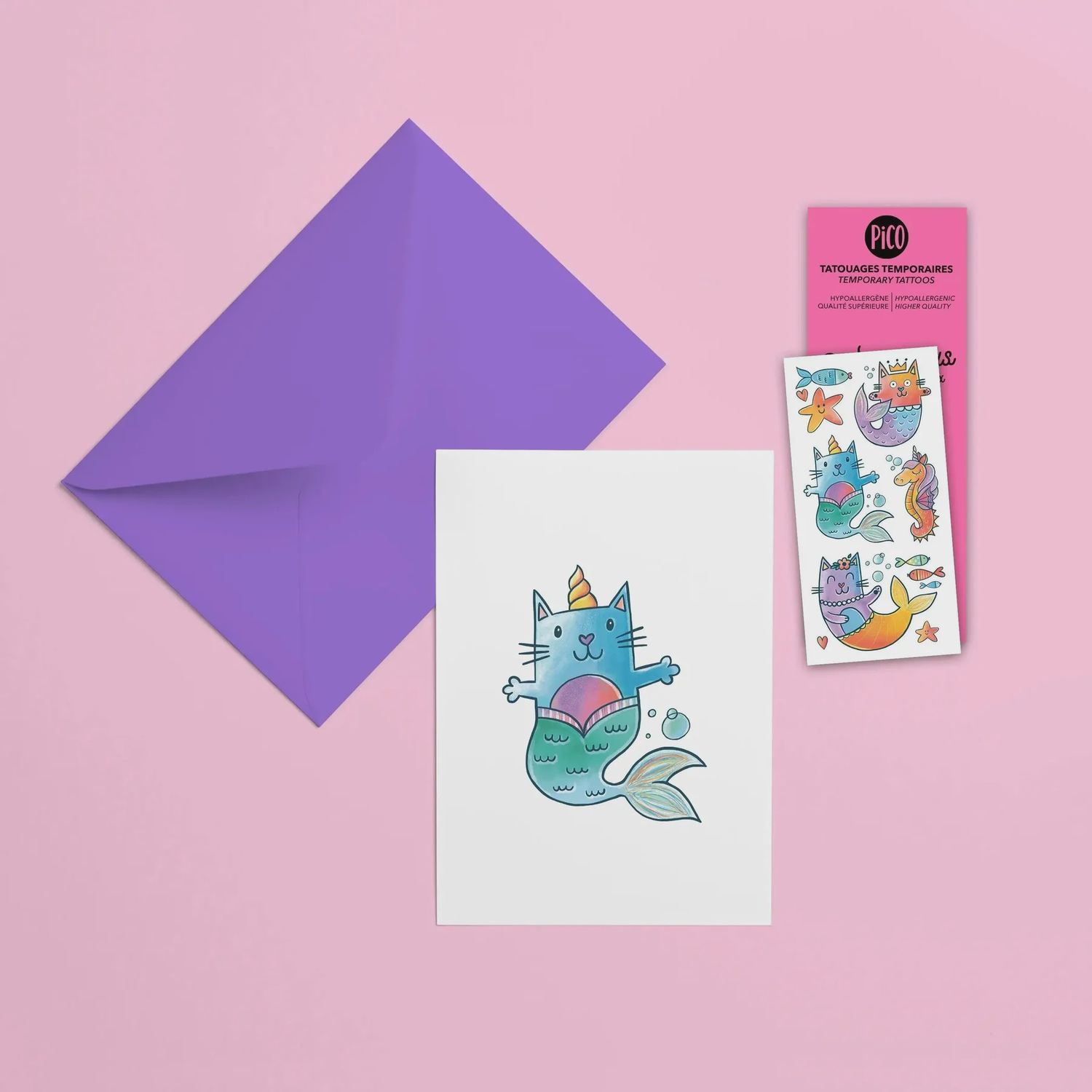 Carte de souhaits et tatouages / Les chatsirènes