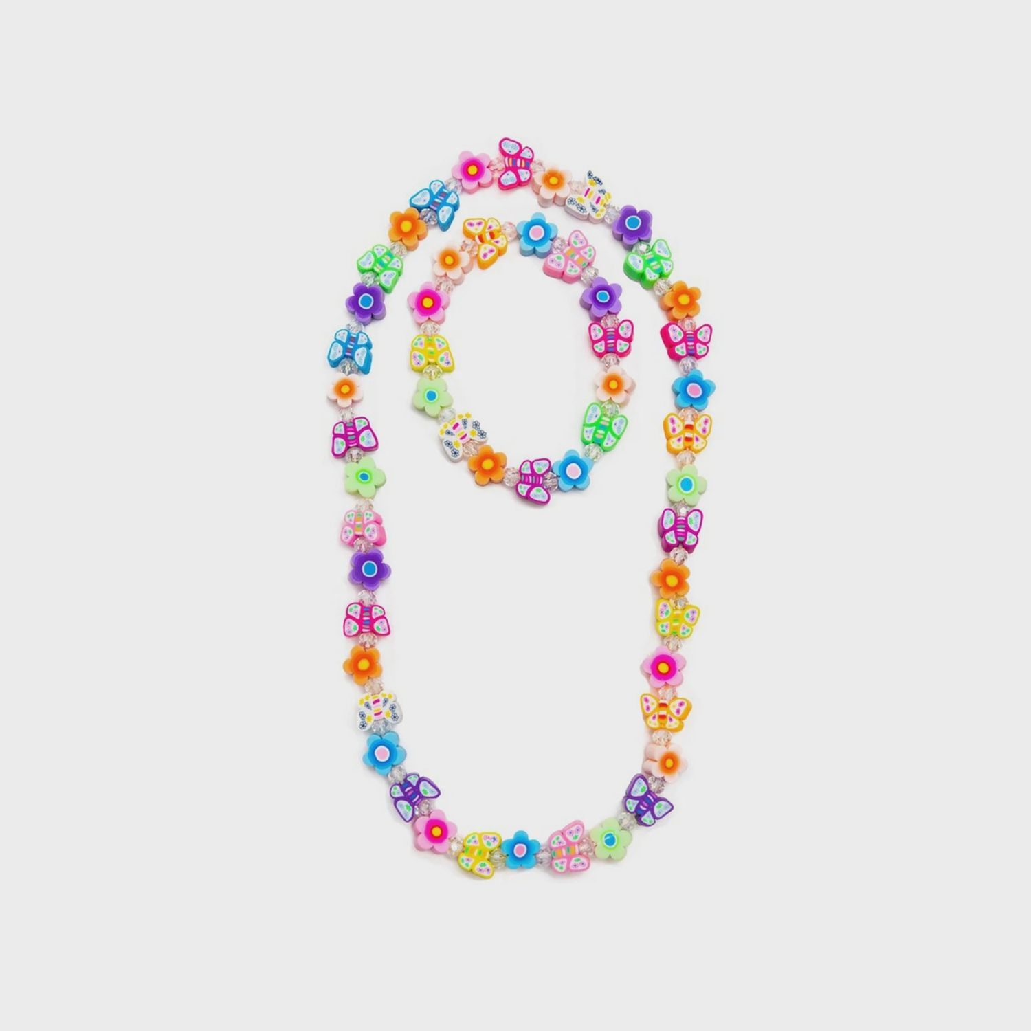Ensemble Collier Bracelet Fleurs Papillons