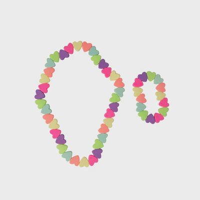 Ensemble Collier Bracelet Forme de Coeurs