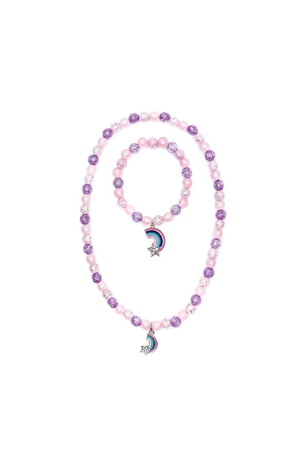 Ensemble Collier et Bracelet Arc-En-Ciel Mauve/Rose