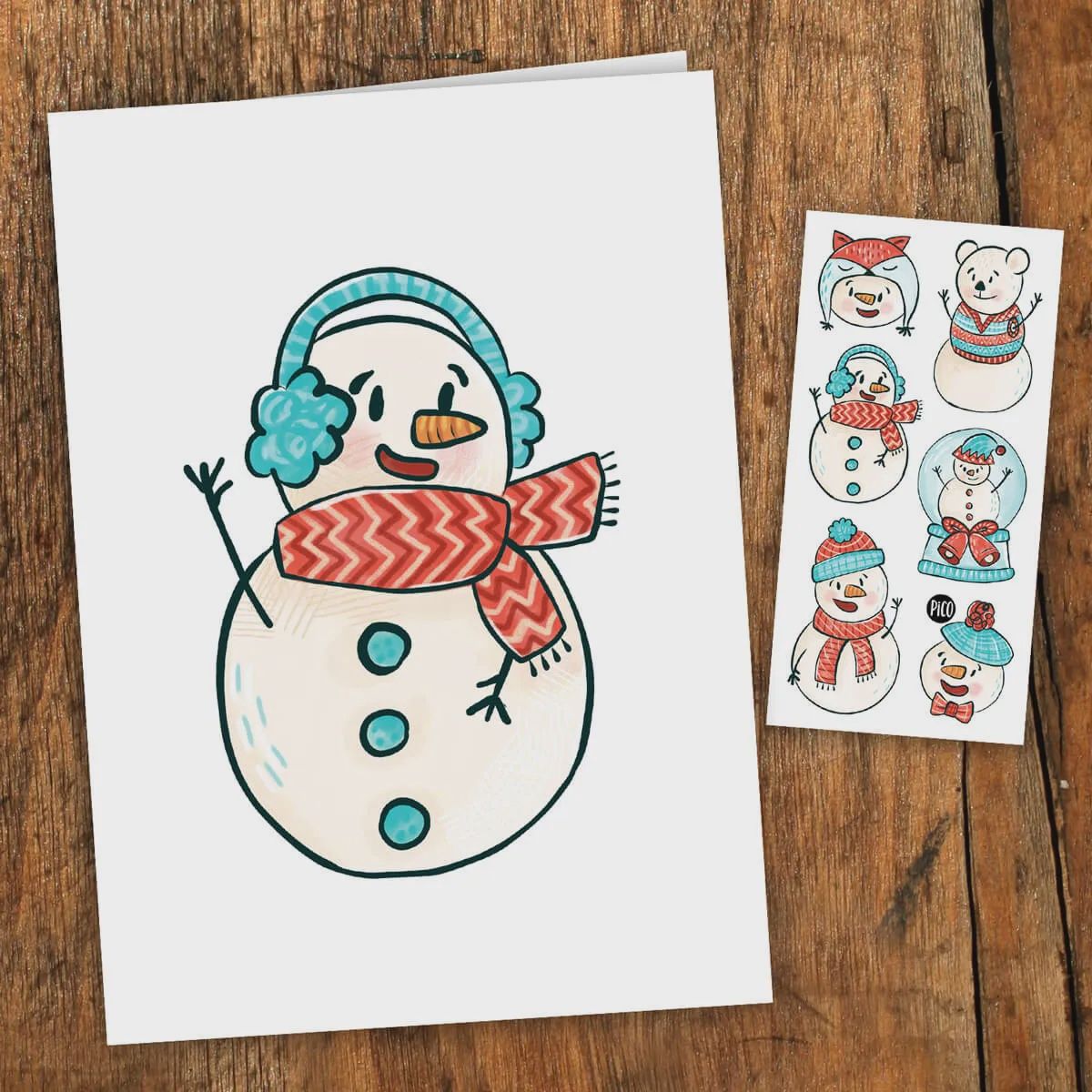 Carte de souhaits et tatouages /  Bonhommes de neiges