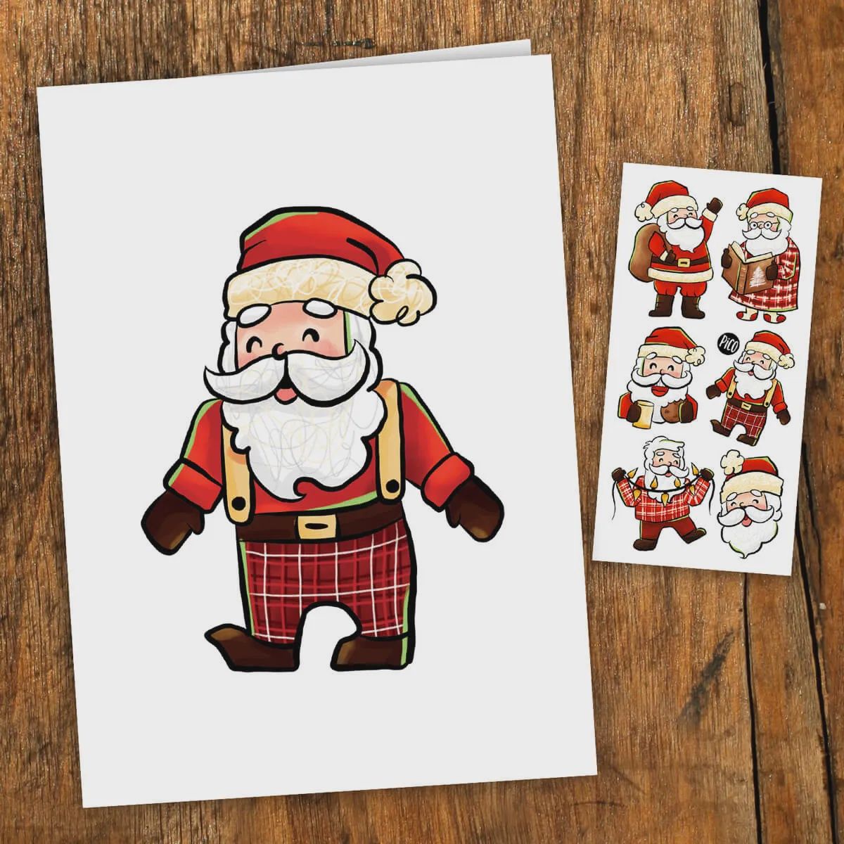 Carte de souhaits / Le père Noël en pyjama