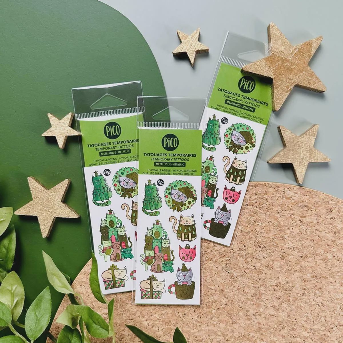 Tatouage Temporaire - Le Chatpin de noel / Christmas tree cat