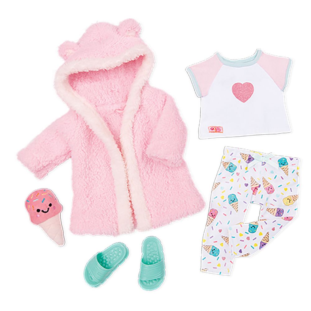 Vêtement OG de luxe - "Ice Cream Dreams" - Pyjama crème glacé avec robe de chambre pour poupée de 46 cm