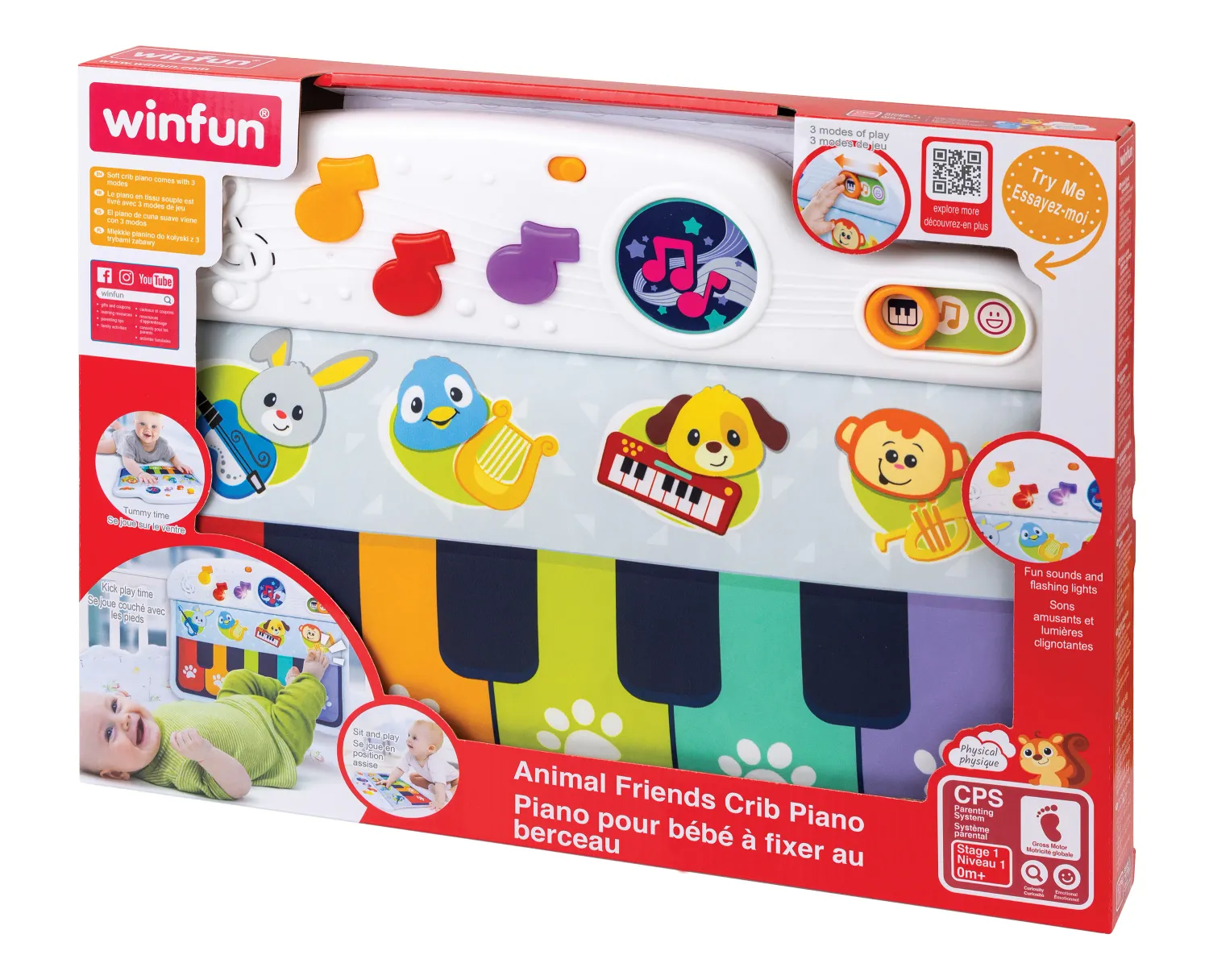 Piano pour bébé fixé au berceau