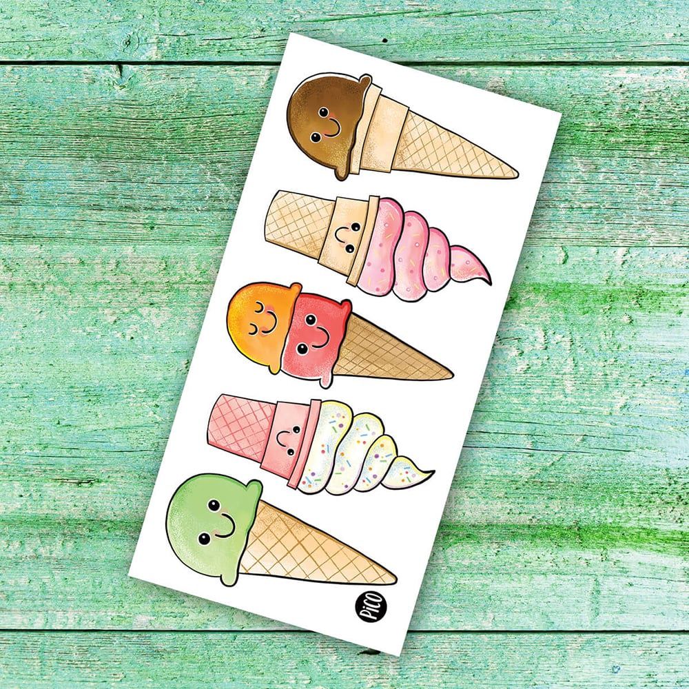 Tatouage Temporaire - Les savoureux cornets / The tasty cones