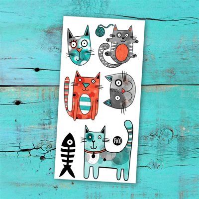 Tatouage Temporaire - Bibi le chat gris / Bibi the gray cat