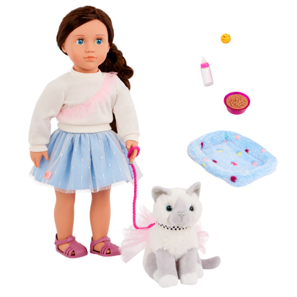 Poupée &amp; animal OG - Mindy 46 cm et Pepper le chat 15 cm