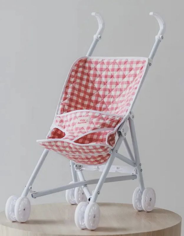 Poussette pour poupée / Vichy rose