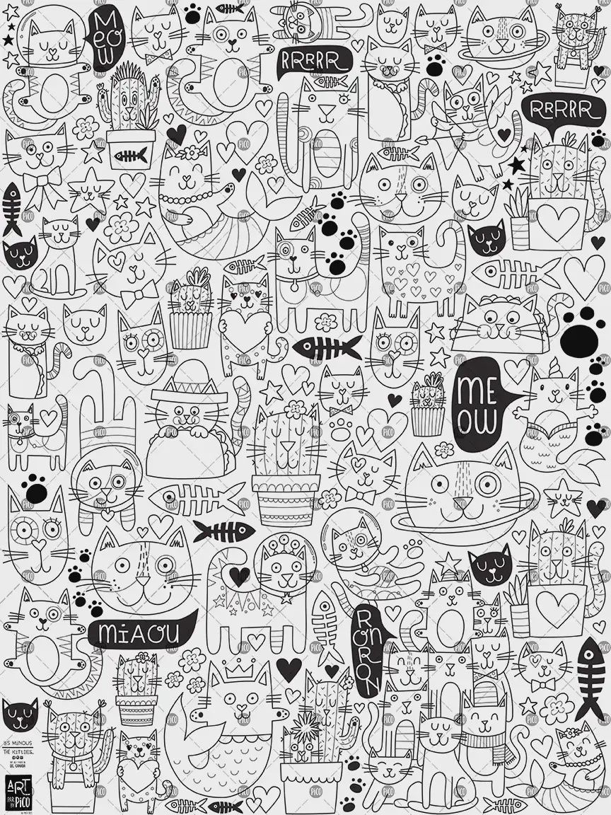 Coloriage Géant - Les Minous