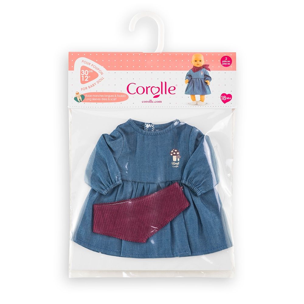Vêtements 30 cm - Petit Explorateur - Robe en jean &amp; foulard