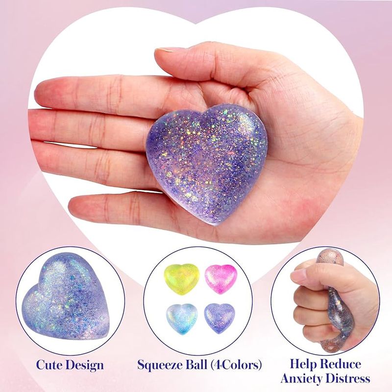 Balle antistress coeur brillant - Sugar ball heart glitter antistress