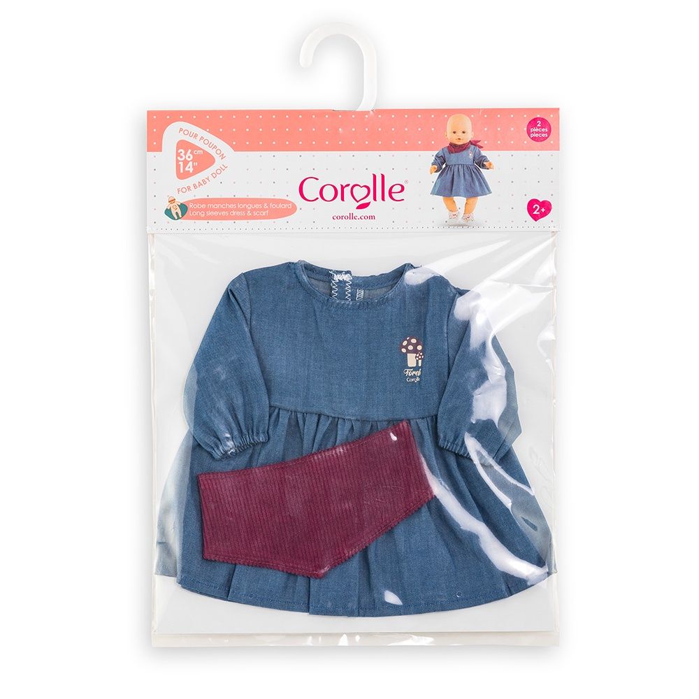 Vêtements 36 cm - Petit Explorateur - Robe en jean &amp; foulard