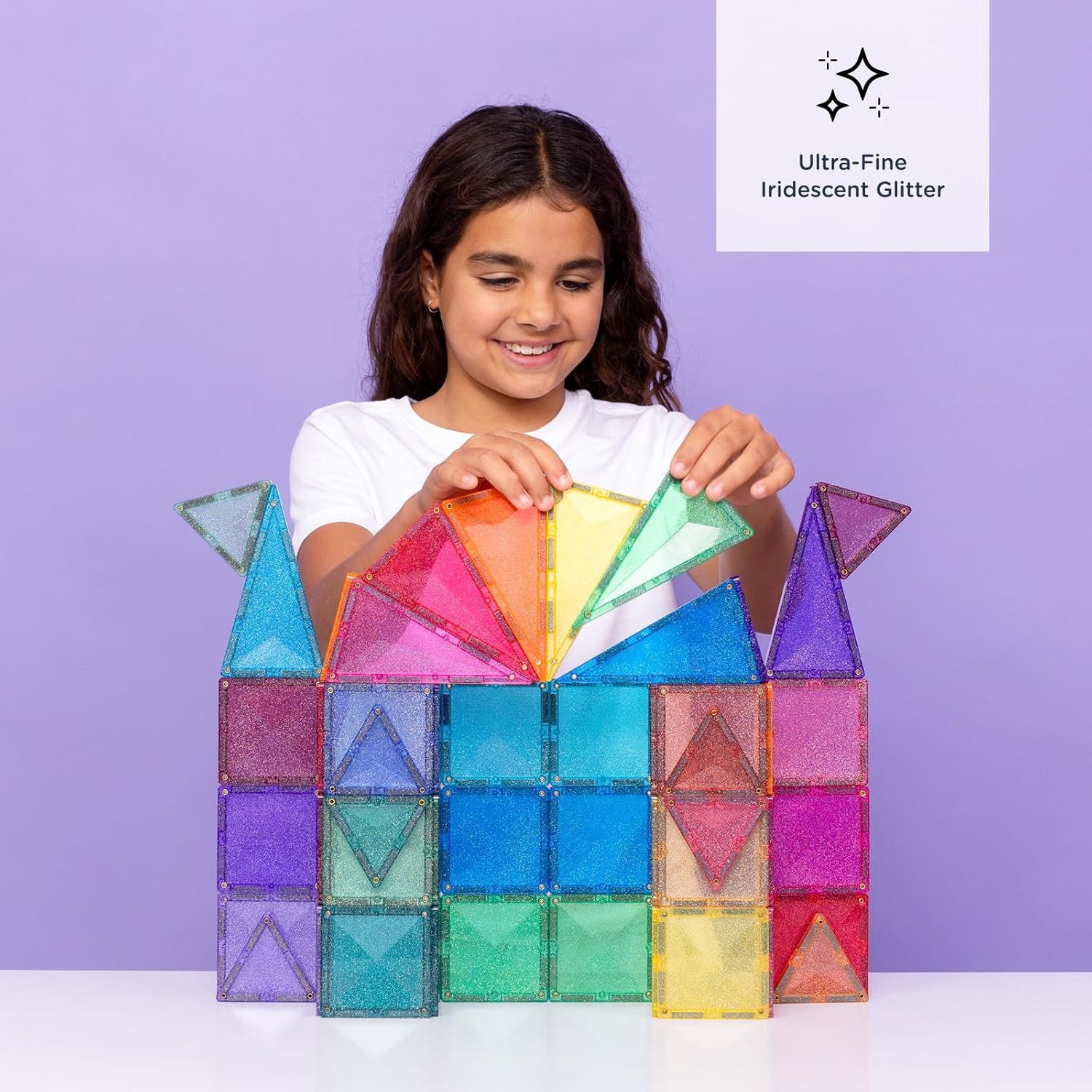 CONNETIX Lot de 48 carreaux magnétiques Château pailleté