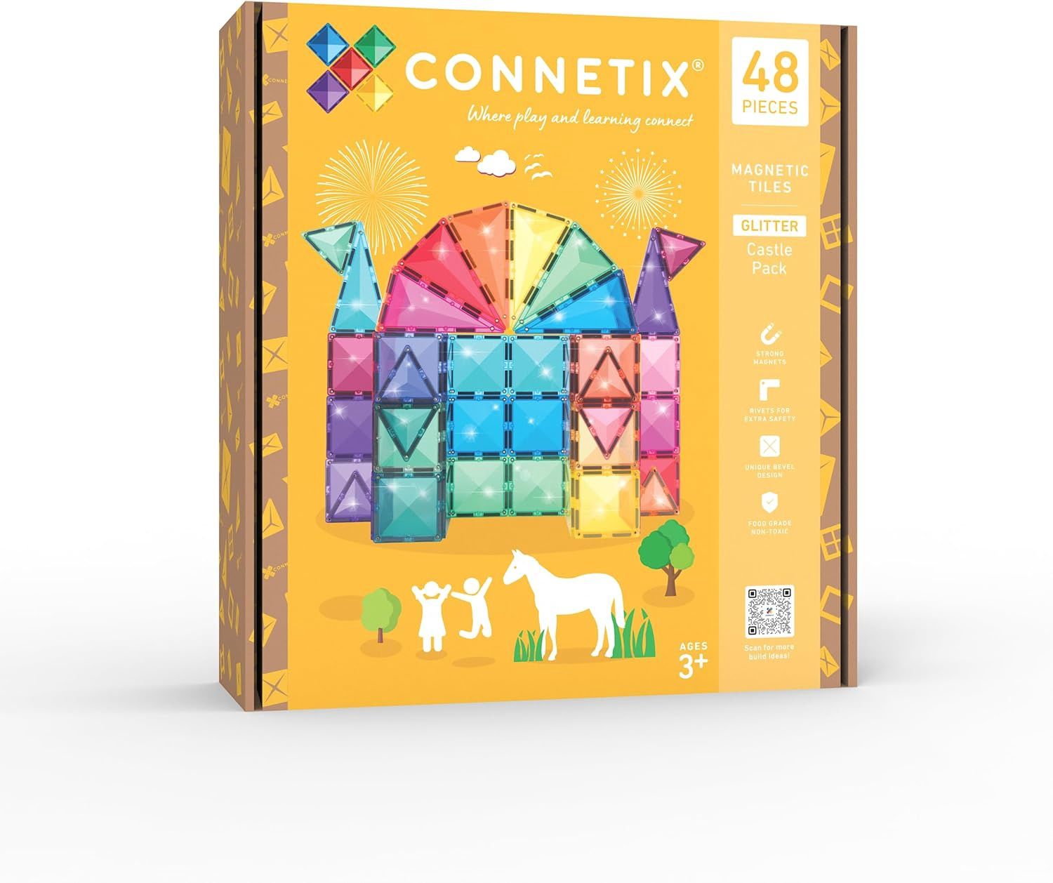 CONNETIX Lot de 48 carreaux magnétiques Château pailleté
