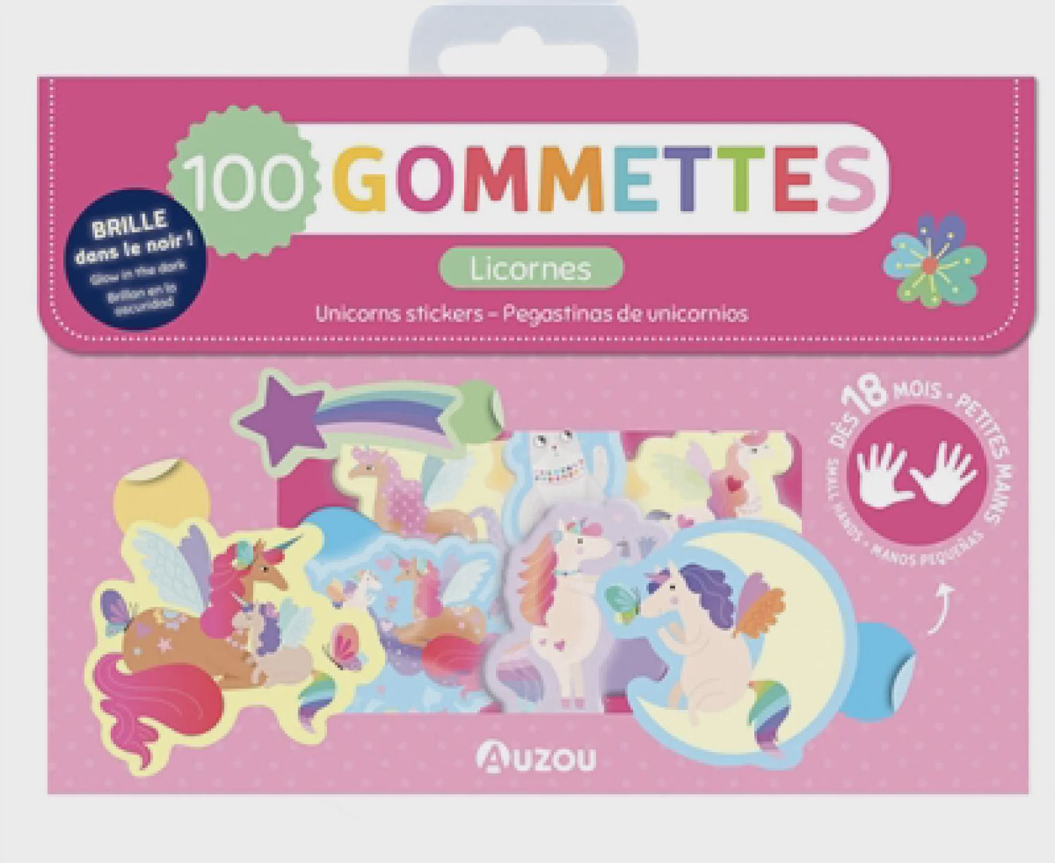 Ma pochette de 100 gommettes Licornes : qui brillent dans le noir