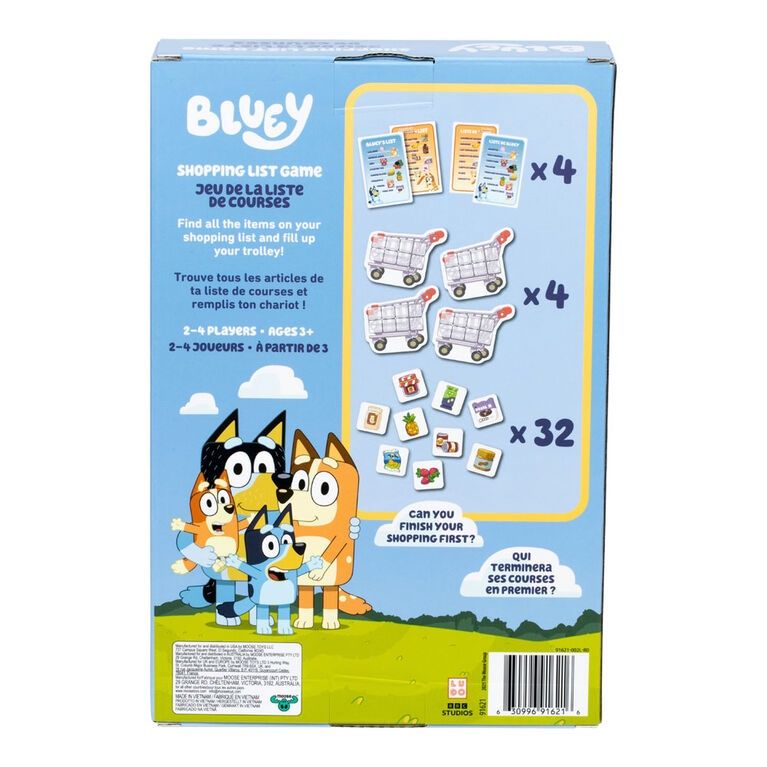 Jeu de la liste de courses Bluey