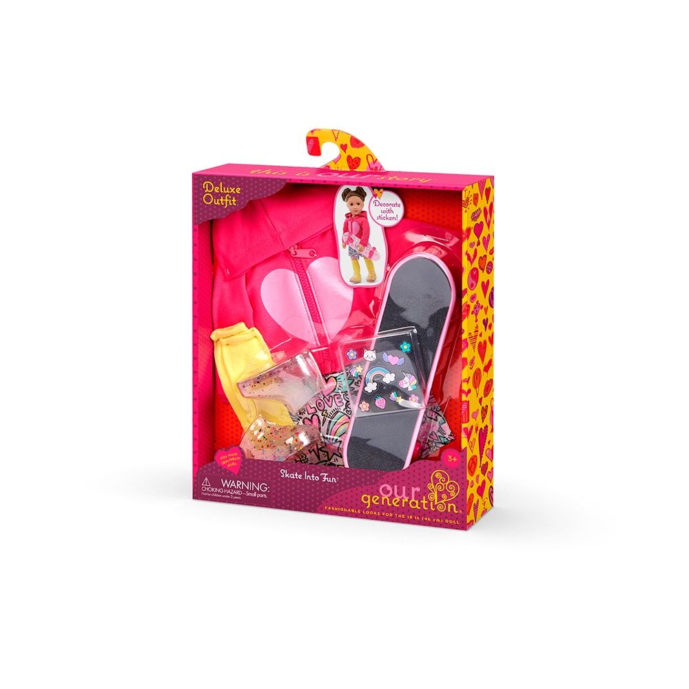 Vêtement OG de luxe - Skate Into Fun™ - veste à capuche et jupe-short pour poupée de 46 cm