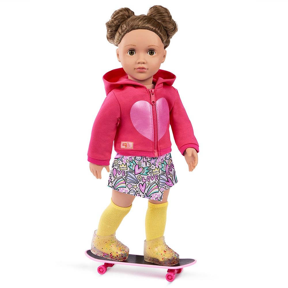 Vêtement OG de luxe - Skate Into Fun™ - veste à capuche et jupe-short pour poupée de 46 cm