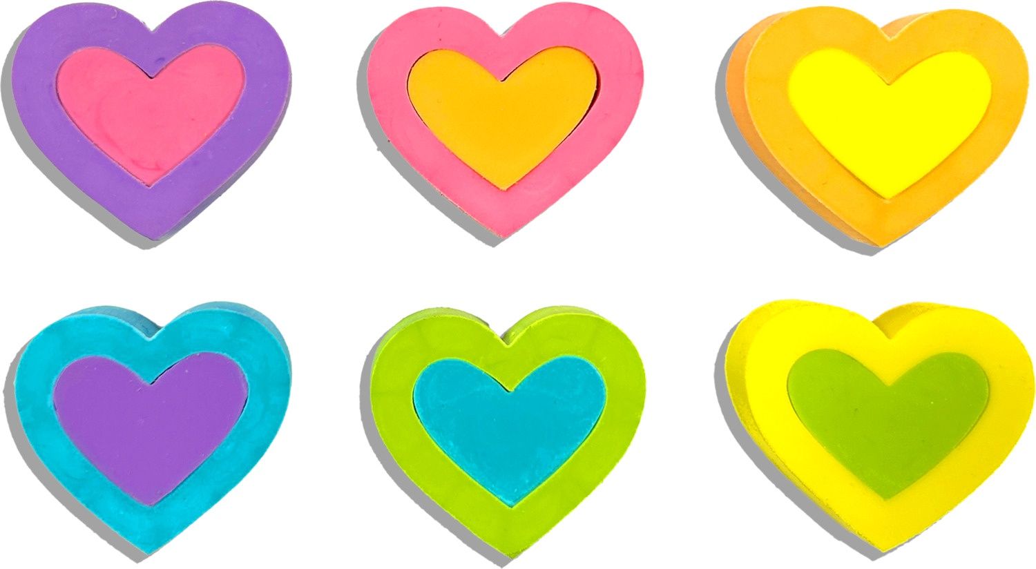 Gommes puzzle Cœurs en fleurs / Lot de 6