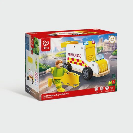 Ambulance en bois avec personnage