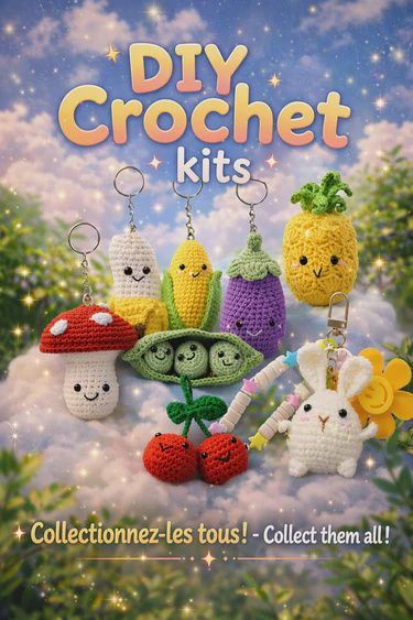 KIT DIY PORTE-CLÉS CROCHET / Mini Champignon