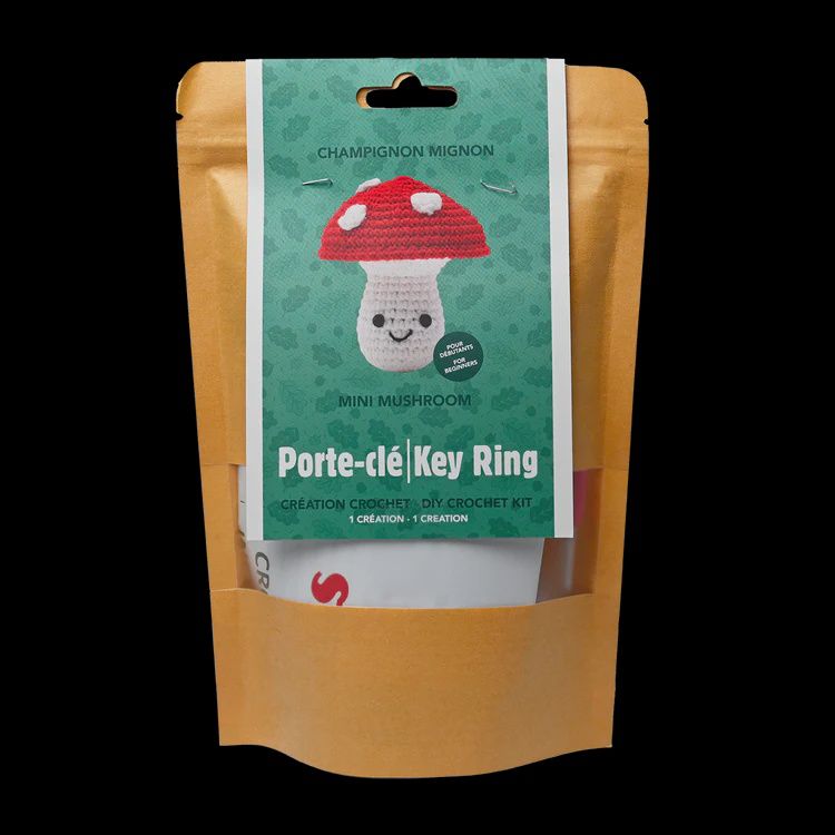 KIT DIY PORTE-CLÉS CROCHET / Mini Champignon