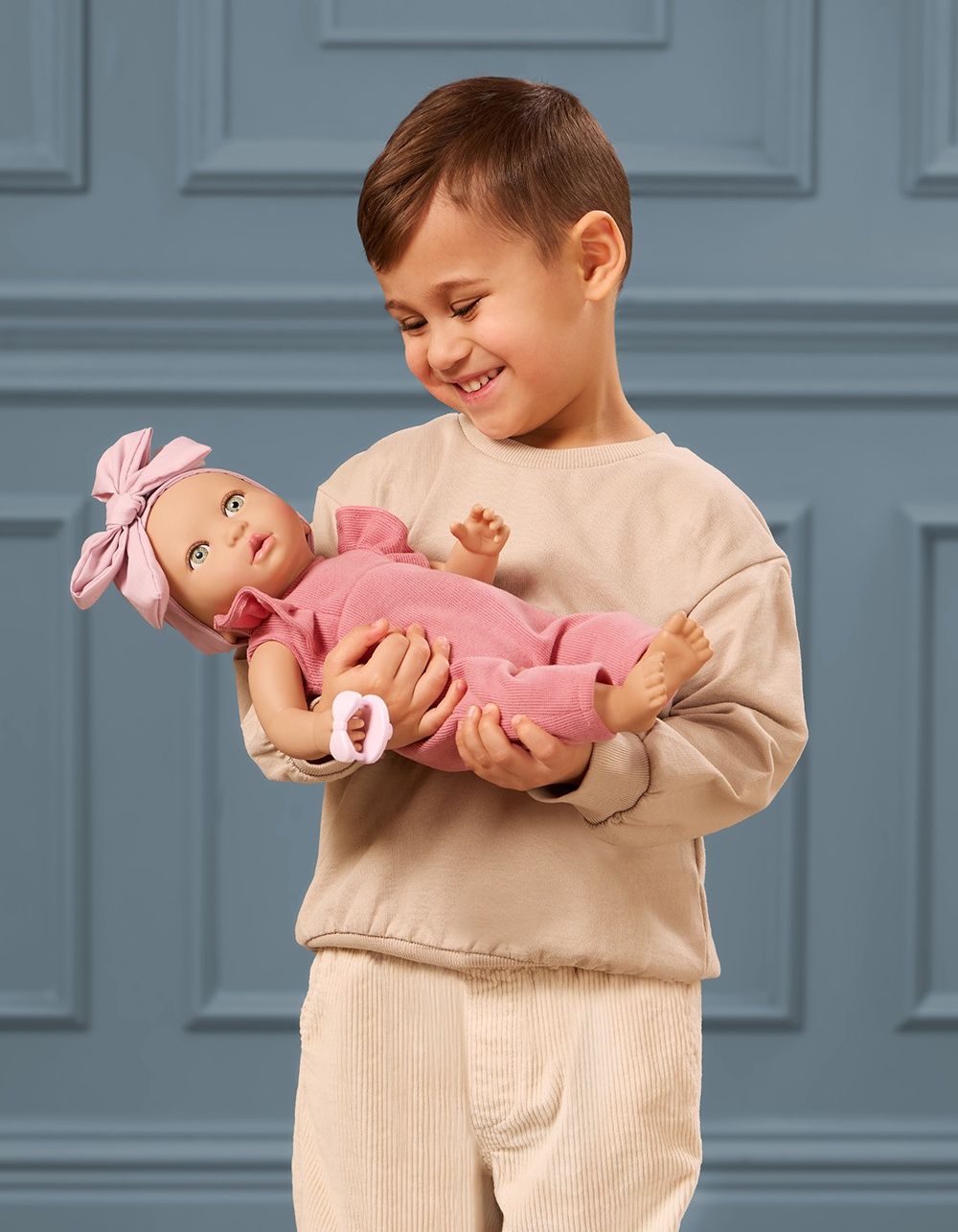 LullaBaby - Poupée bébé 35.5 cm - Tenue une-pièce rose