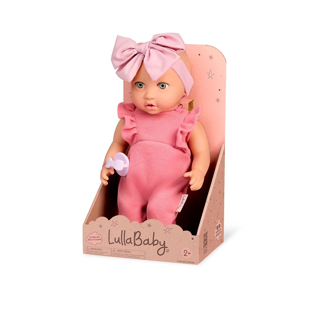 LullaBaby - Poupée bébé 35.5 cm - Tenue une-pièce rose