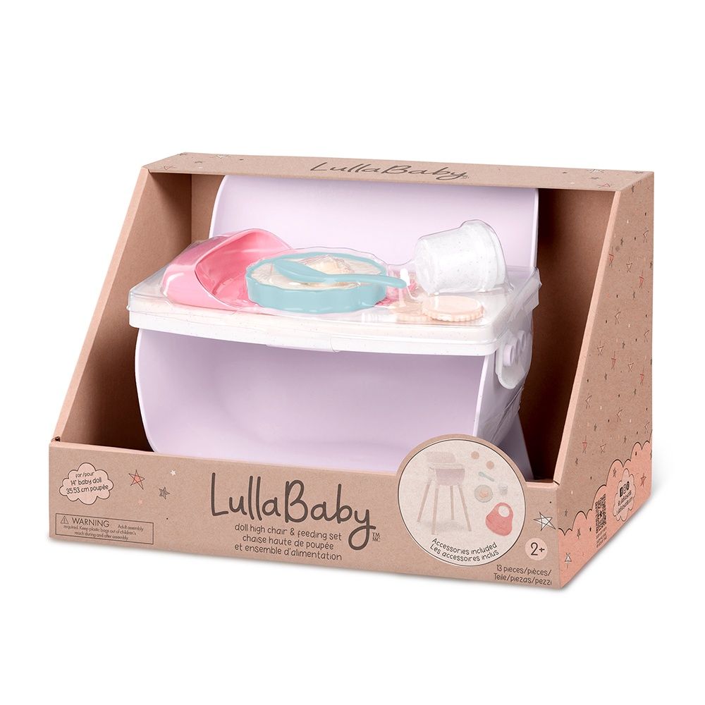 LullaBaby / Chaise haute et ensemble d'alimentation pour poupée nouveau-née 35.5 cm