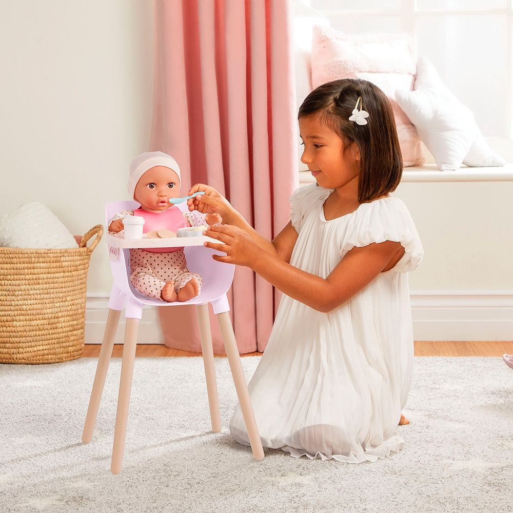 LullaBaby / Chaise haute et ensemble d'alimentation pour poupée nouveau-née 35.5 cm