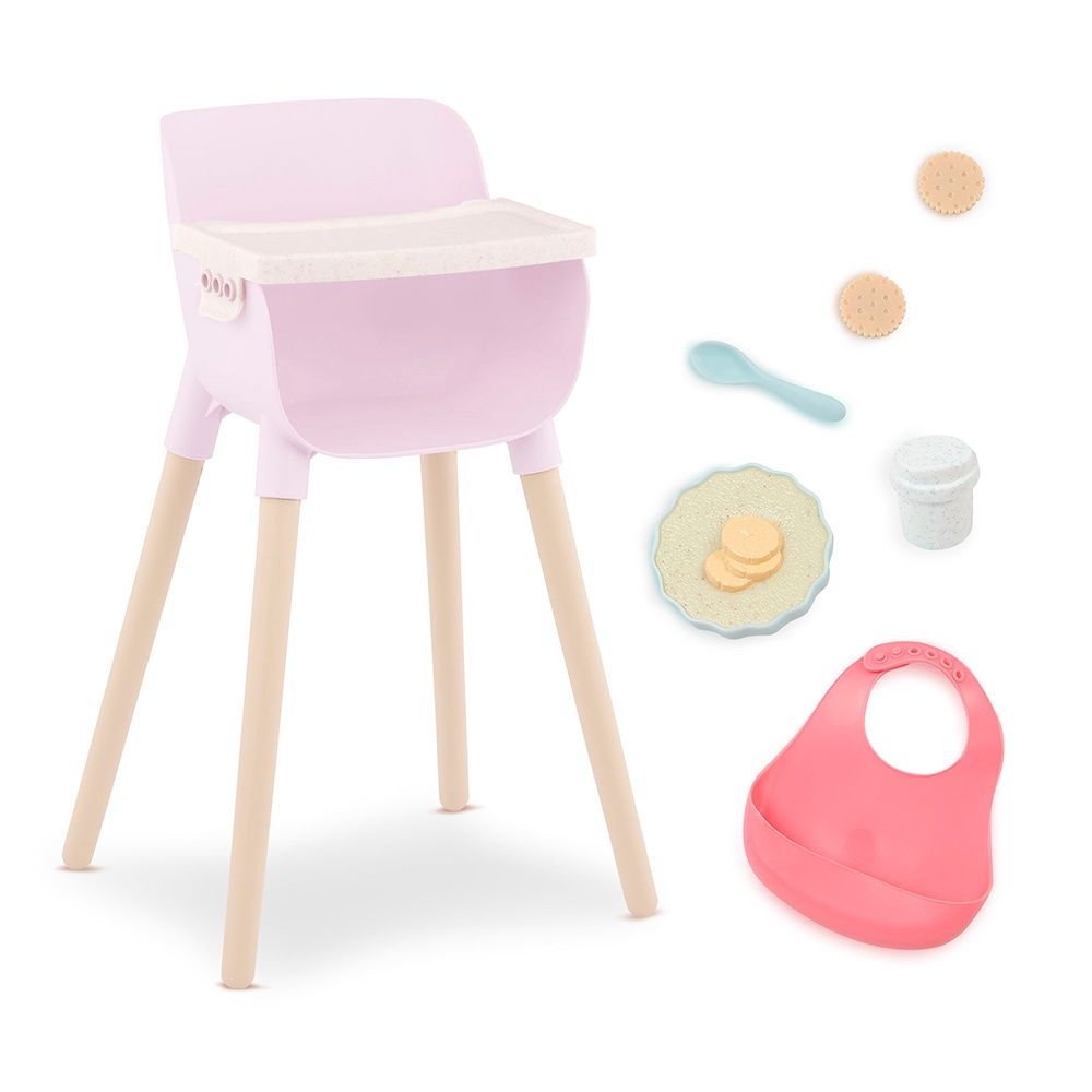 LullaBaby / Chaise haute et ensemble d'alimentation pour poupée nouveau-née 35.5 cm