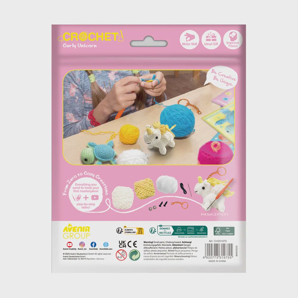 Porte-clés au crochet / Licorne bouclée