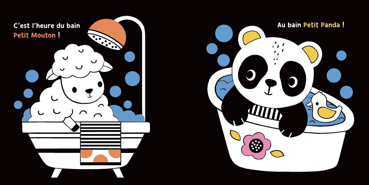 Mes amis du bain / Mon premier livre de bain magique / En noir et blanc !