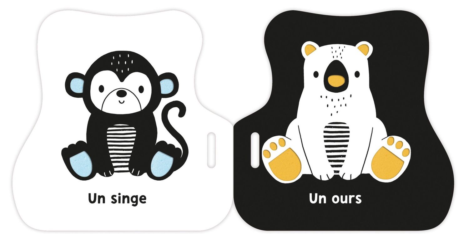 Mon premier livre poussette en noir et blanc / animaux mignons