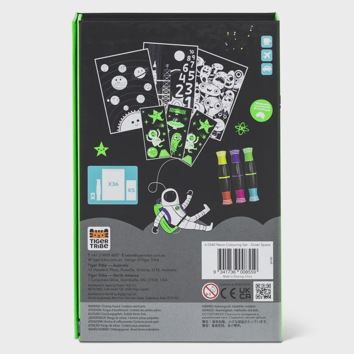 Ens. de coloriage néon / Espace extra-atmosphérique
