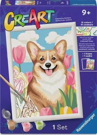 Peinture a Numéro Corgi floral